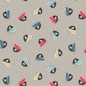 A Stitch in Time by Makower UK - 6442 - Scattered Irons on Grey - 2137_S - Cotton Fabric