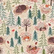A Winter Nap - 7877 - Winters Nap on Dark Cream - Lewis & Irene A560.1 - Cotton Fabric