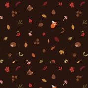 A Winter Nap - 7888 - Foliage & Friends on Brown - Lewis & Irene A563.3 - Cotton Fabric