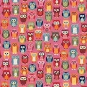 Autumn Days - 8563 - Owls on Pink - Makower 2594.P - Cotton Fabric
