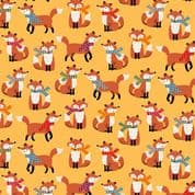 Autumn Days - 8567 - Foxes on Yellow - Makower 2596.Y - Cotton Fabric
