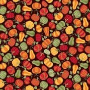 Autumn Days - 8569 - Pumpkins on Brown - Makower 2597.V - Cotton Fabric