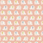 Baby Safari - 8040 - Elephants on Pink - Makower UK 2449.P - Cotton Fabric