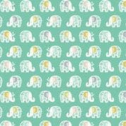 Baby Safari - 8042 - Elephants on Turquoise - Makower UK 2449.T - Cotton Fabric