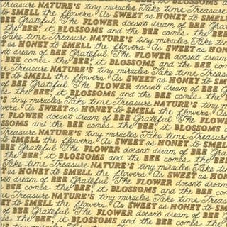 Bee Grateful - 7433 - 19963.12 Deb Strain - Sweet Words on Honey Yellow Cotton Fabric