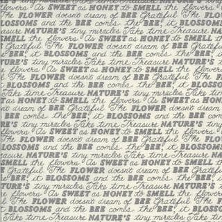 Bee Grateful - 7434 - 19963.14 Deb Strain - Sweet Words on Dove Grey Cotton Fabric