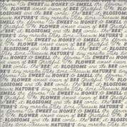 Bee Grateful - 7434 - 19963.14 Deb Strain - Sweet Words on Dove Grey Cotton Fabric