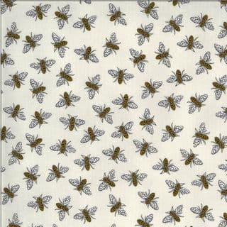 Bee Grateful - 7440 - 19965.14 Deb Strain - Bees on Light Grey Cotton Fabric