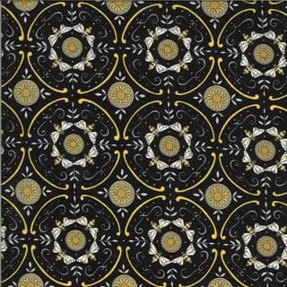 Bee Grateful - 7446 - 19968.15 Deb Strain - Bee Mosaic on Black Cotton Fabric