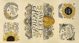 Bee Grateful - 7447 - 19960.11 Deb Strain - Bee Panel on Parchment Cotton Fabric