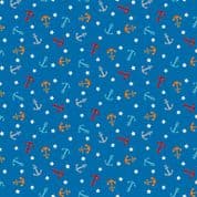 Beside the Sea 7506 - Makower 2342.B - Anchors on Blue Cotton Fabric