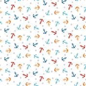 Beside the Sea 7507 - Makower 2342.W - Anchors on White Cotton Fabric