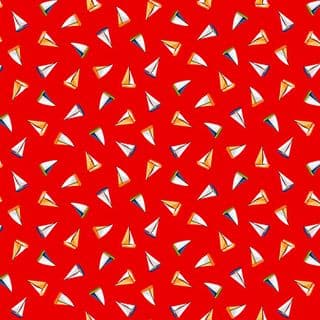 Beside the Sea 7508 - Makower 2343.R - Small Sailboats on Red Cotton Fabric
