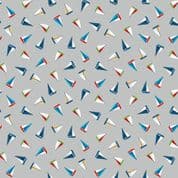 Beside the Sea 7509 - Makower 2343.S - Small Sailboats on Grey Cotton Fabric