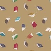 Bookworm - 7931 - Scattered Books on Golden Brown - Lewis & Irene 550.2 - Cotton Fabric