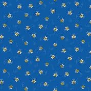 Bumble Bees 7448 - Makower 9715.B - Bumble Bees on Blue Cotton Fabric