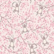 Bunny Hop - 7516 - Lewis & Irene A526.1 - Swinging Bunnies on Cream Cotton Fabric