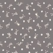 Bunny Hop - 7527 - Lewis & Irene A529.3 - Bunnies on Grey Cotton Fabric