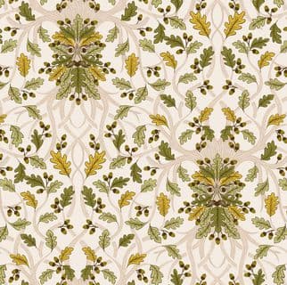 Celtic Faeries - 8482 - Green Man Cream w/ Gold Metallic - Lewis & Irene A735.1- Cotton Fabric