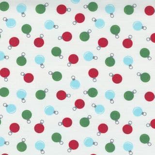 Christmas Holiday Essentials - 7787 - Tree Baubles on White  - Moda Fabrics 20744 11 - Cotton Fabric