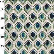 CNV-203 - Cotton Canvas - Peacock Feathers on Cream - JLC0675-F - 100% Cotton CANVAS Fabric