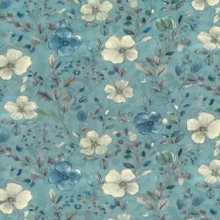 CNV-205 - Cotton Canvas - Blue Floral - JLC0886 - 100% Cotton CANVAS Fabric