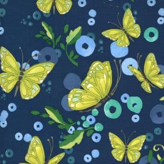 Cottage Bleu - 7713 - Robin Pickens Butterflies on Dark Blue - Moda 48691.18 - Cotton Fabric