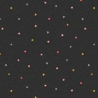 CW-A027 - Multicolour Hearts on Black - A798.3 - Cotton Fabric