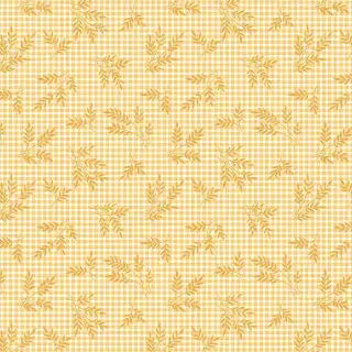 CW-B024 - Makower UK - Brown Wheat on Yellow Gingham - 2_001_Y - Cotton Fabric