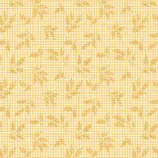 CW-B024 - Makower UK - Brown Wheat on Yellow Gingham - 2_001_Y - Cotton Fabric