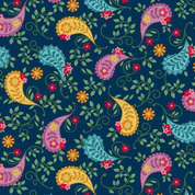 CW-F014 - Big Paisley on Navy Blue - Whimsey - 1652_B -  Cotton Fabric
