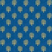 CW - F014 - Rhapsody by Makower UK - Metallic Trees on Bright Blue  - 2180_B - Cotton Fabric
