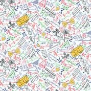CW-G003 - Maths Equations on White - Timeless Treasures - Cotton Fabric