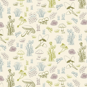 CW-G009 - Makower UK - Forest Fungi on Cream - 10026_L - Cotton Fabric