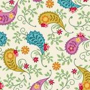 CW-G010 - Makower UK - Whimsy Big Paisley - 1652_L - Cotton Fabric