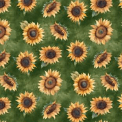 CW-V009 - Wilmington Prints - Sunkissed - Sunflowers on green - 33917-725 - Cotton Fabric