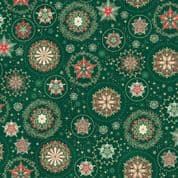 CW-X047 - Makower Uk - Good Tidings - Snow Crystal Green - Metallic - 103_G - Cotton Fabric