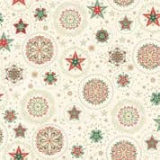 CW-X048 - Makower Uk - Good Tidings - Snow Crystal Cream - Metallic - 103_Q - Cotton Fabric