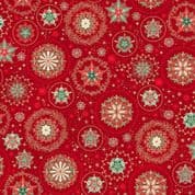 CW-X049 - Makower Uk - Good Tidings - Snow Crystal Red - Metallic - 103_R - Cotton Fabric