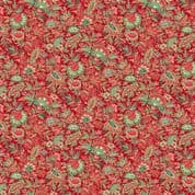 CW-X052 - Makower Uk - Good Tidings - Sarasa Floral Red- Gold Metallic - 104_R - Cotton Fabric