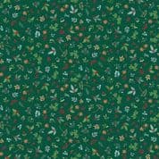 CW-X053 - Makower Uk - Good Tidings - Sprig Floral Green - Gold Metallic - 105_G - Cotton Fabric
