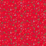 CW-X055 - Makower Uk - Good Tidings - Sprig Floral Red - Gold Metallic - 105_R - Cotton Fabric
