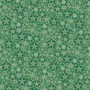 CW-X056 - Makower Uk - Good Tidings - Frosty Gold Metallic Snowflakes Green - 106_G - Cotton Fabric