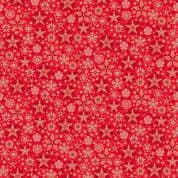 CW-X058 - Makower Uk - Good Tidings - Frosty Gold Metallic Snowflakes Red - 106_R - Cotton Fabric