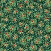 CW-X060 - Makower Uk - Good Tidings - Holly Bush Dark Green - Gold Metallic - 107_G9 - Cotton Fabric