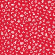 CW-X072 - Makower Uk - Scandi - Christmas Charms on Red - 113_R - Cotton Fabric