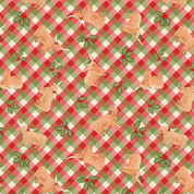 CW-X101 - Celtic Christmas - Highland Cows & Holly Gingham - Lewis & Irene - C135C - Cotton Fabric