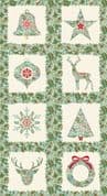 CW-XGTP3 - Makower Uk - Good Tidings Panel - Christmas Squares on Cream - 111_Q - Cotton Fabric