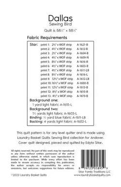 Dallas Quilt - Sewing Bird - Edyta Sitar - LBQ 1895 P