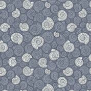 Dino Glow - 8395 - Ammonites on Dark Grey Blue - Lewis & Irene A673.3 - Cotton Fabric